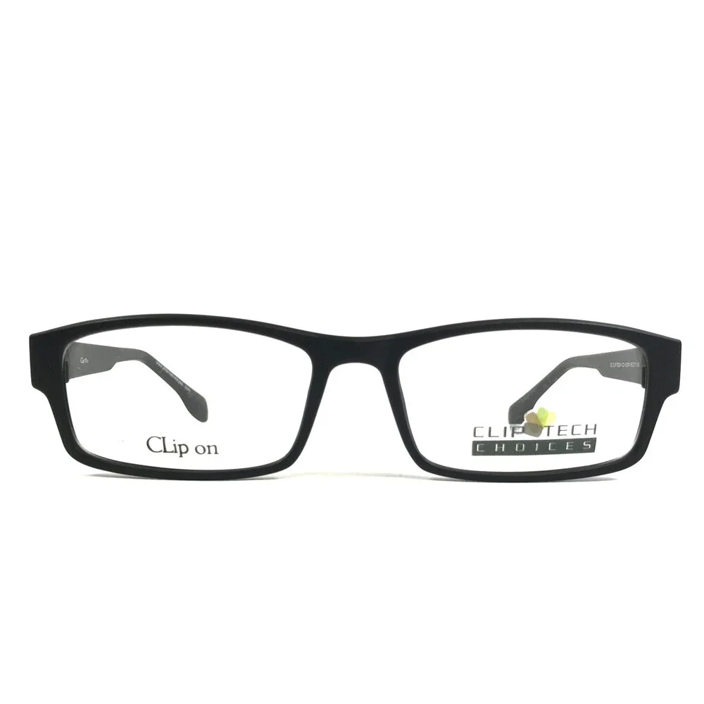 Clip Tech Choices Eyeglasses Frames K3874 C2 Black Rectangle Full Rim 55-17-38